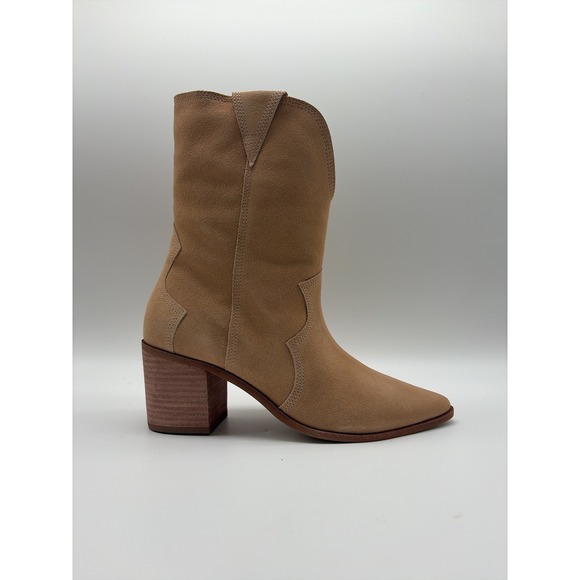 Kaanas Shoes - Kaanas‎ Porto Tan Suede Western Pointed Toe Block Heel Boots Size 6M Brazil NIB